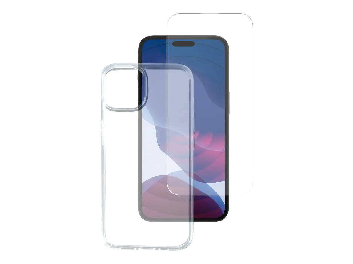 4smarts 360° Starter Set - Schutzhülle hintere Abdeckung für Mobiltelefon - fettabweisende Beschichtung, Thermoplastisches Polyurethan (TPU), gehärtetes Glas (10 H), hydrophobe Beschichtung - durchsichtig - für Apple iPhone 14 Pro Max