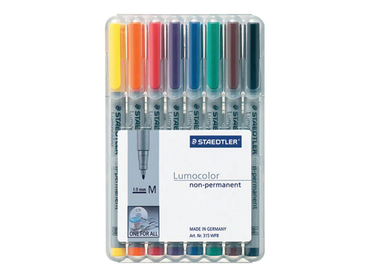 STAEDTLER Lumocolor 315 - Marker - nicht dauerhaft - gemischte Farben - 1 mm - Mittel (Packung mit 8) 315 WP8