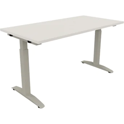 Schreibtisch Kufe Einzels. Quadrat B1400xT700xH650-850 si/Weiß Schreibtisch Kufe Einzels. Quadrat B1400xT700xH650-850 si/Weiß