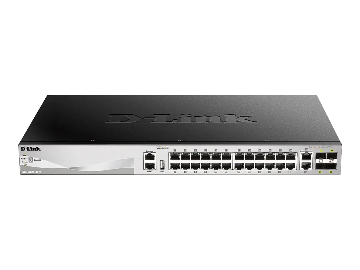 D-Link DGS 3130-30TS - Switch - L3 Lite - managed - 24 x 10/100/1000 + 2 x 10 Gigabit Ethernet + 4 x 10 Gigabit SFP+ - Desktop, an Rack montierbar