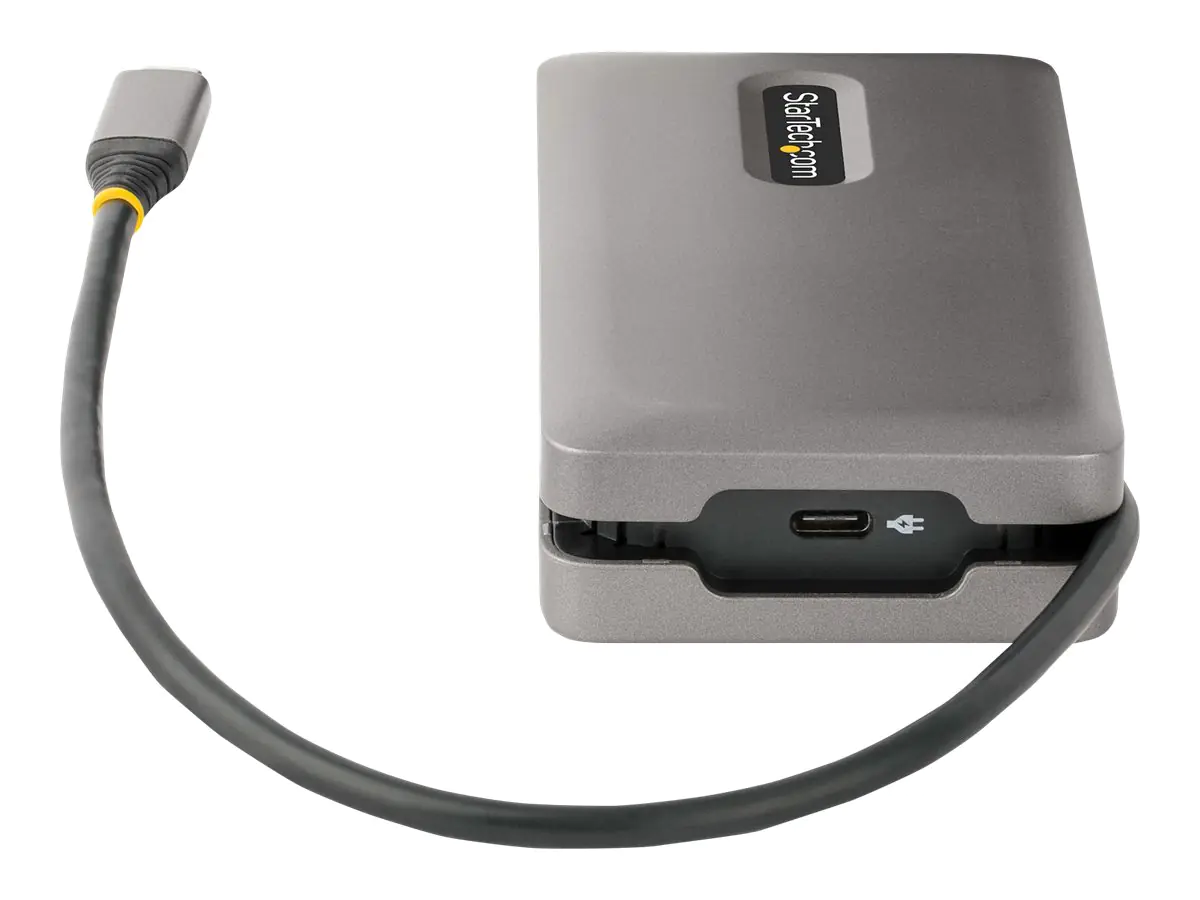 StarTech USB-C Multiport Adapter, 4K 60Hz HDMI/DP Video, 3-Port USB Hub, 100W Power Delivery Pass-Through, GbE, USB Type-C Travel Dock w/ Charging, 1ft/30cm Wrap-Around Cable - Mini Laptop Docking Station (DKT31CDHPD3) - Dockingstation - USB-C - HDMI, DP
