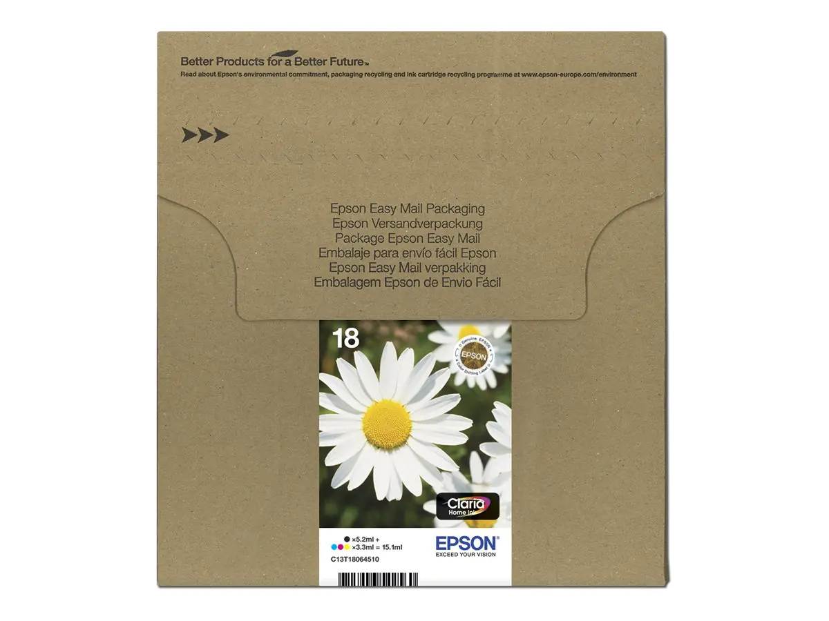 Epson T1806 Easy Mail Packaging - 4er-Pack - 15.1 ml - Schwarz, Gelb, Cyan, Magenta - Original - Box - Tintenpatrone - für Expression Home XP-212, 215, 225, 312, 315, 322, 325, 412, 415, 422, 425