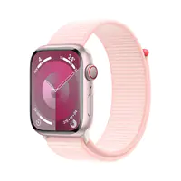 Apple Watch Series 9 (GPS) - 45 mm - Pink Aluminum - intelligente Uhr mit Sportschleife - weiches, zweilagiges Nylon - Light Pink - 64 GB - Wi-Fi, Bluetooth, UWB - 38.7 g