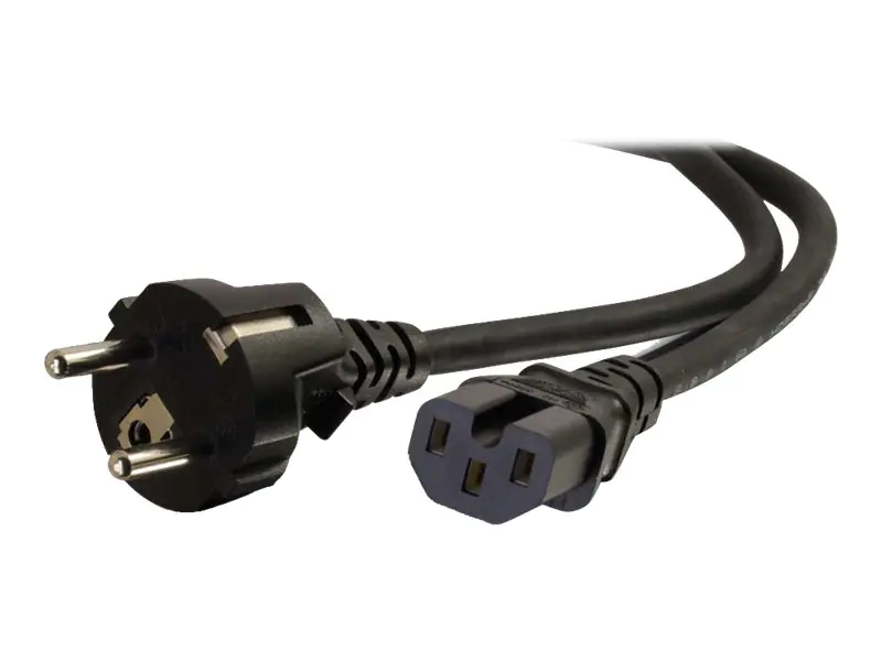 C2G 250 Volt Hot Condition European Power Cord - Spannungsversorgungs-Verlängerungskabel - power CEE 7/7 (M) zu IEC 60320 C15 - Wechselstrom 250 V - 2 m - geformt - Schwarz - Europa