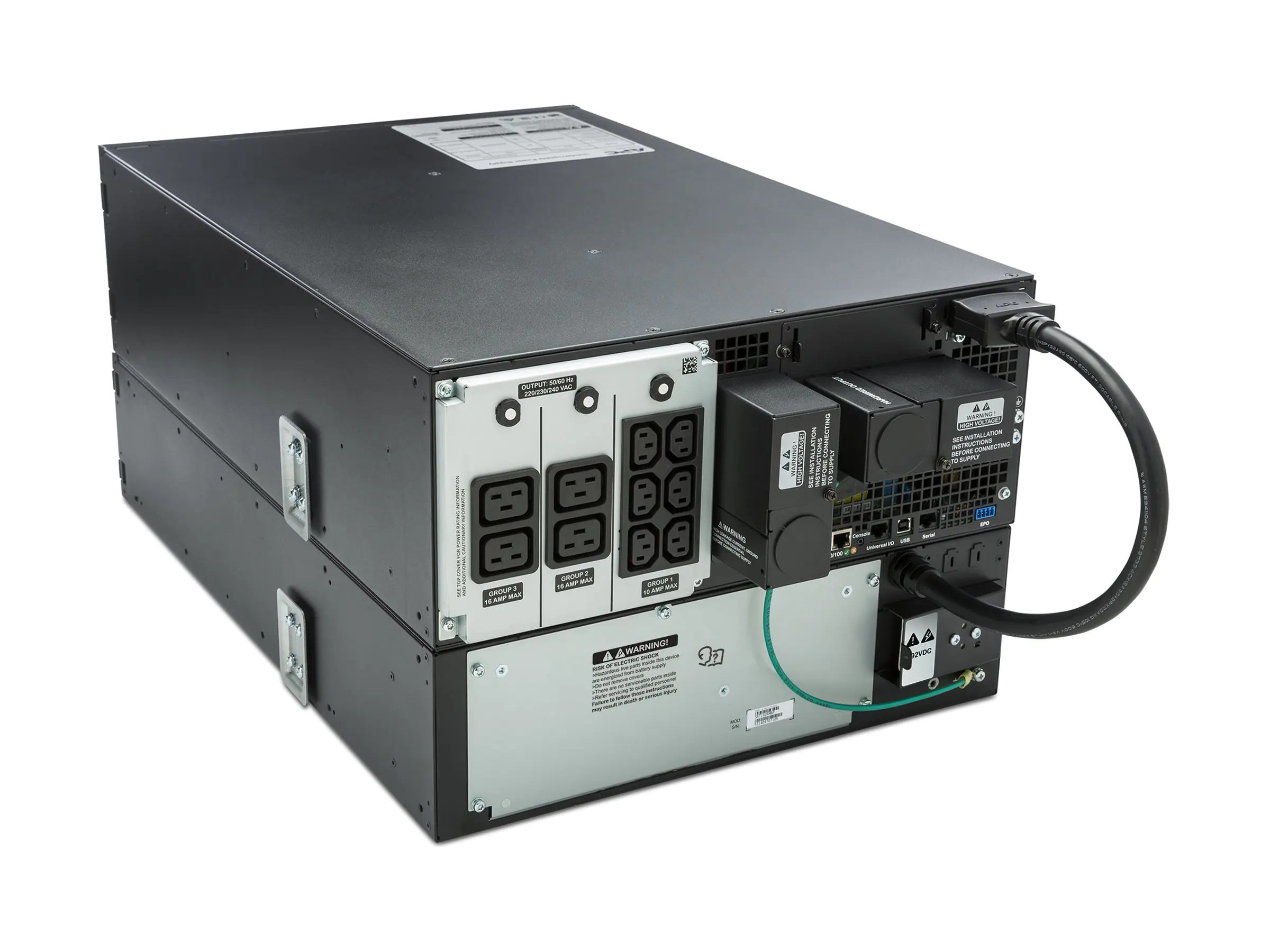 APC Smart-UPS SRT 6000VA RM - USV (Rack - einbaufähig) - Wechselstrom 230 V - 6000 Watt - 6000 VA - Ethernet 10/100, USB - Ausgangsanschlüsse: 13 - 4U - Schwarz - für P/N: AR3100W, AR3103SP, AR3105W, AR3106SP, AR3155W, AR3305W, AR3355SP, AR3355W, NBWL0356