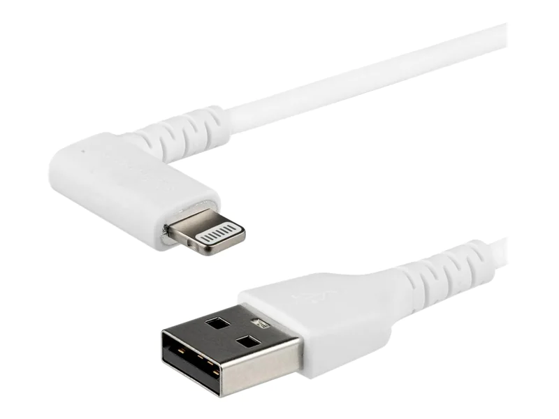 StarTech 2m USB-A auf Lightning-Kabel - 90° rechtwinkliges USB Typ-A auf Ladekabel - Synchronisationskabel - Apple MFi-zertifiziert iPad/iPhone 12 - Weiß (RUSBLTMM2MWR) - Lightning-Kabel - Lightning männlich gewinkelt zu USB männlich - 2 m - Doppelisolier StarTech 2m USB-A auf Lightning-Kabel - 90° rechtwinkliges USB Typ-A auf Ladekabel - Synchronisationskabel - Apple MFi-zertifiziert iPad/iPhone 12 - Weiß (RUSBLTMM2MWR) - Lightning-Kabel - Lightning männlich gewinkelt zu USB männlich - 2 m - Doppelisolier