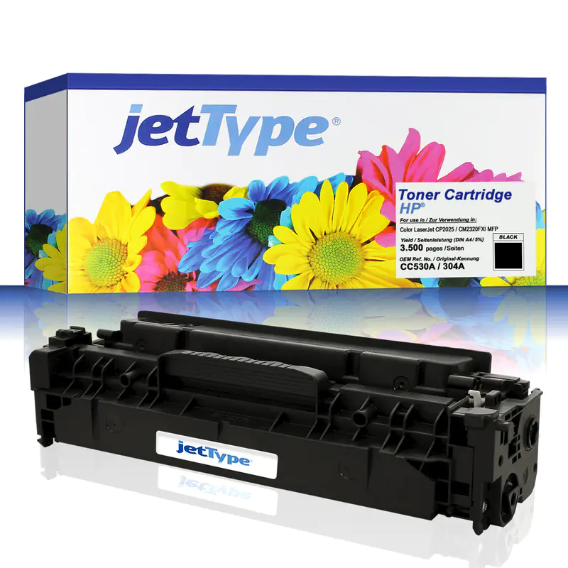 jetType Toner kompatibel zu HP CC530A 304A schwarz 3.500 Seiten 1 Stück jetType Toner kompatibel zu HP CC530A 304A schwarz 3.500 Seiten 1 Stück