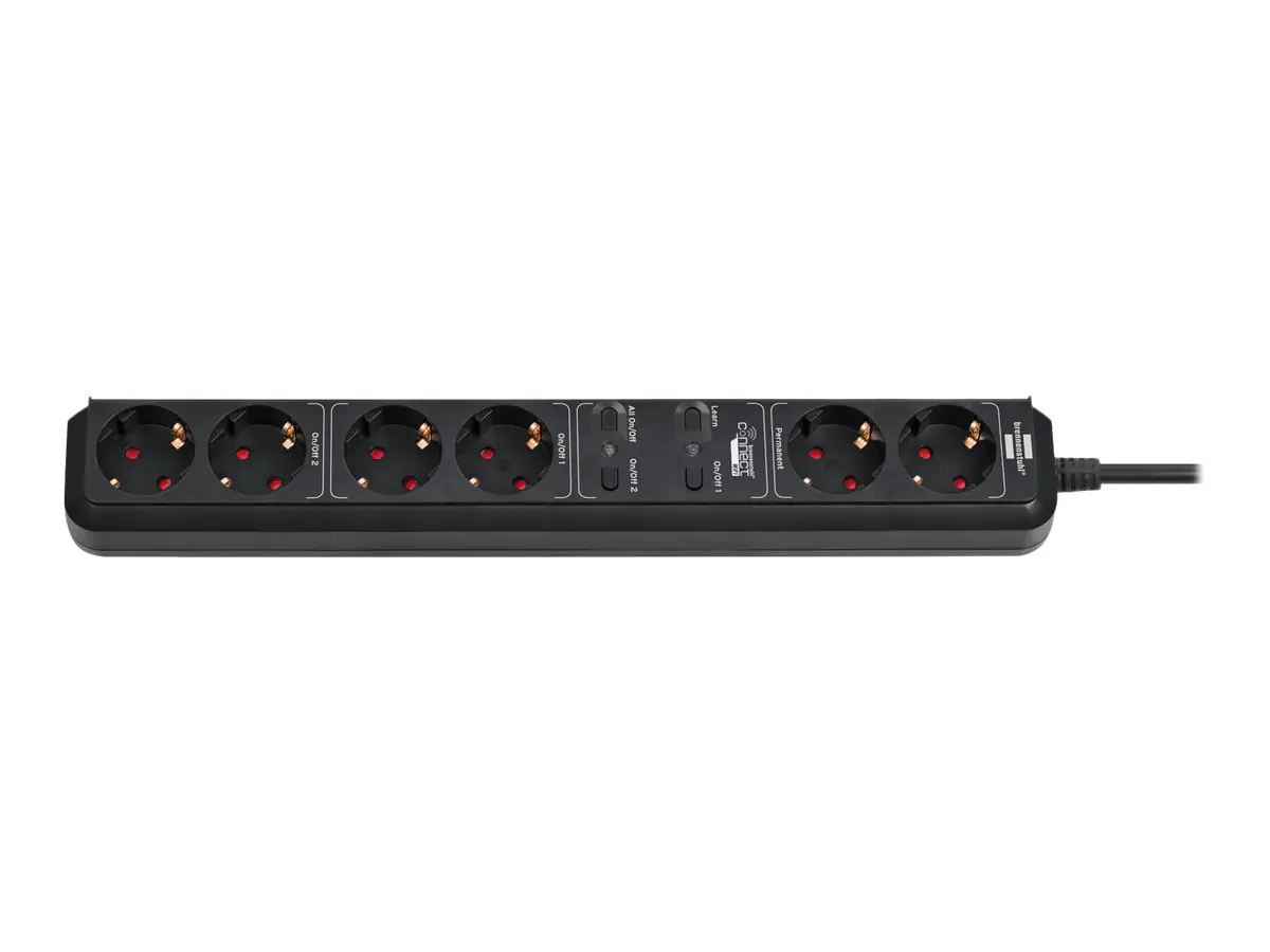 brennenstuhl Connect Eco-Line WS EL01 DE - Smart Power-Steckdosenleiste - AC 220-250 V - 3680 Watt - Wi-Fi - Eingabe, Eingang Stromversorgung - Ausgangsanschlüsse: 6 (6 Stecker, 2 polig) - 1.5 m Schnur - Schwarz