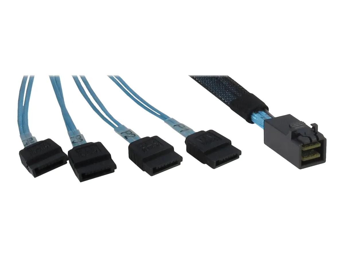 Inter-Tech - SATA- / SAS-Kabel - SAS 12Gbit/s - 4x Mini SAS HD (SFF-8643) zu SATA - 50 cm - Schwarz, Blau