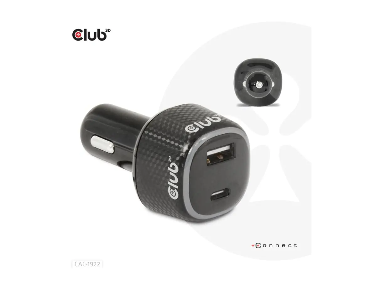 Club 3D - Auto-Netzteil - DC 12 - 24 V - 63 Watt - Ausgangsanschlüsse: 2