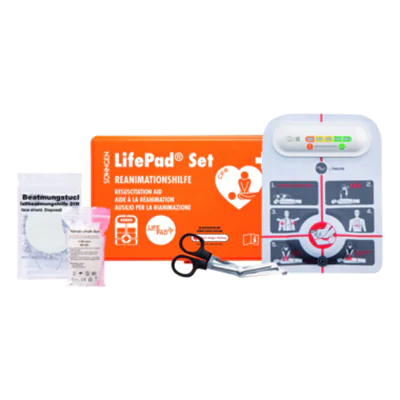 SÖHNGEN® Reanimationshilfe LifePad® je 1 x LifePad®, SÖHNGEN Beatmungstuch, Kleiderschere, 4 x Handschuhe Vinyl groß