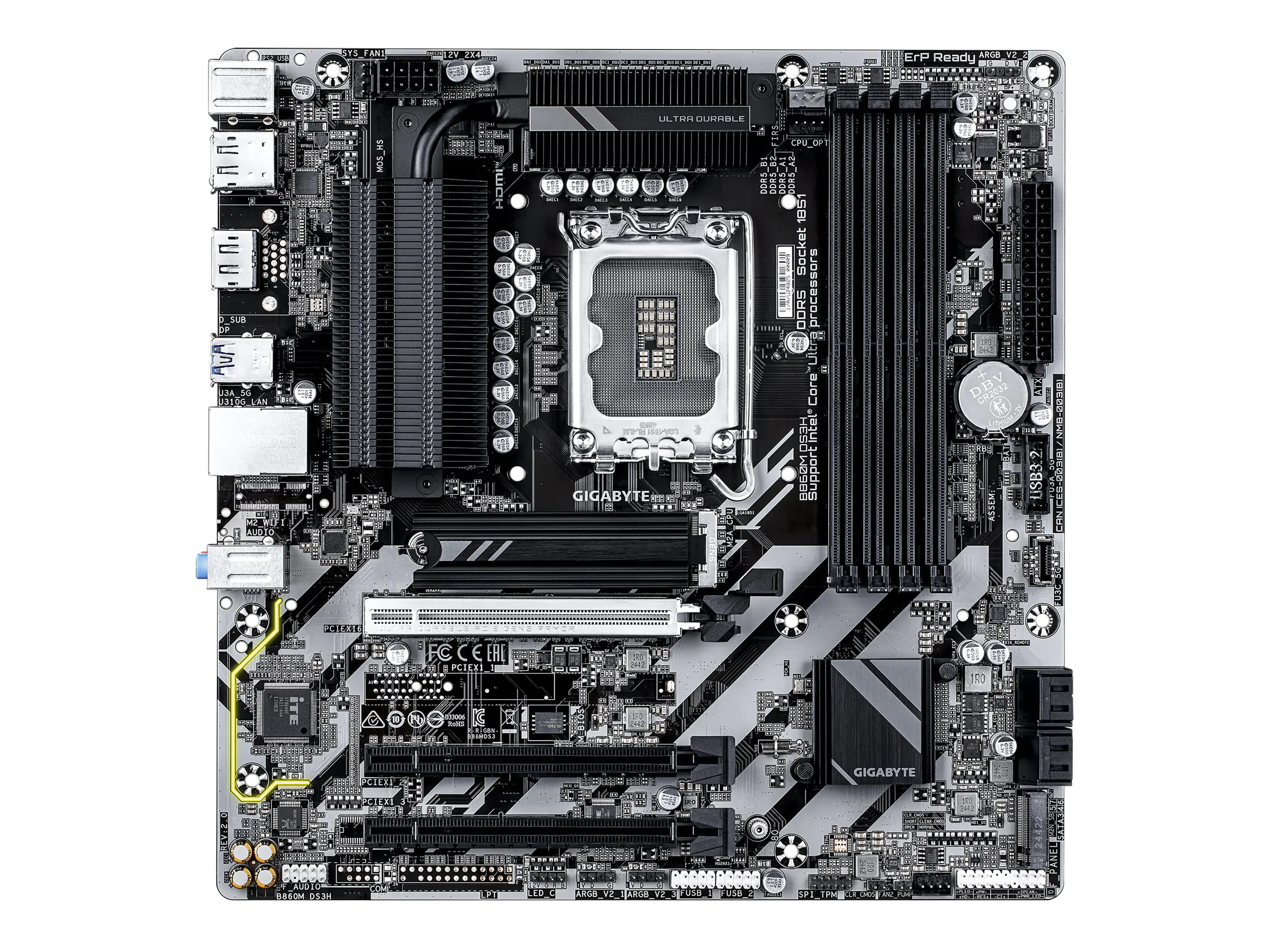 Gigabyte MB GBT Intel 1851 B860M DS3H - Micro/Mini/Flex-ATX - USB 3.2