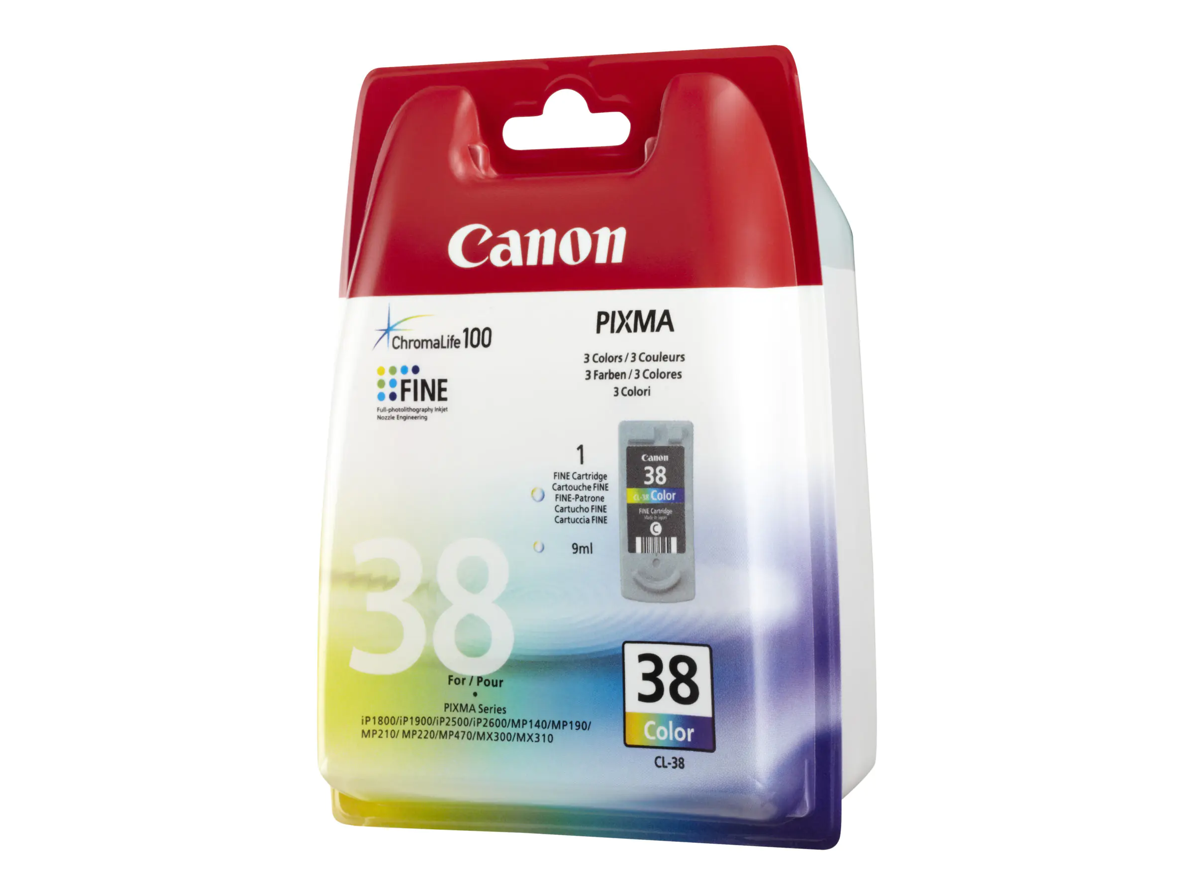 Canon CL-38 - 9 ml - Farbe (Cyan, Magenta, Gelb) - Original - Tintenpatrone - für PIXMA iP1800, iP1900, iP2500, iP2600, MP140, MP190, MP210, MP220, MP470, MX300, MX310 Canon CL-38 - 9 ml - Farbe (Cyan, Magenta, Gelb) - Original - Tintenpatrone - für PIXMA iP1800, iP1900, iP2500, iP2600, MP140, MP190, MP210, MP220, MP470, MX300, MX310