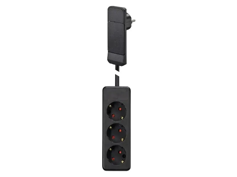 Bachmann SMART PLUG Steckdosenleiste 3-fach schwarz, mit Flachstecker, 1,6m