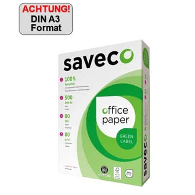 Saveco Kopierpapier Green Label DIN A3 80g/m² weiß 500 Bl./Pack. Saveco Kopierpapier Green Label DIN A3 80g/m² weiß 500 Bl./Pack.