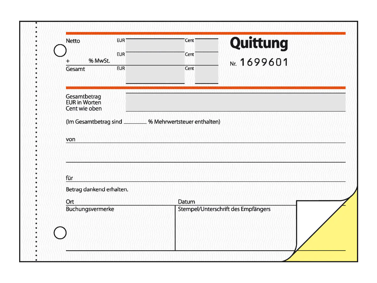 Sigel Quittung - 50 Blatt - A6 (105 x 148 mm) SD121