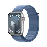 Apple Watch Series 9 (GPS + Cellular) - 45 mm - Aluminium, Silber - intelligente Uhr mit Sportschleife - weiches, zweilagiges Nylon - Winter Blue - 64 GB - Wi-Fi, Bluetooth, UWB, LTE - 4G - 39 g
