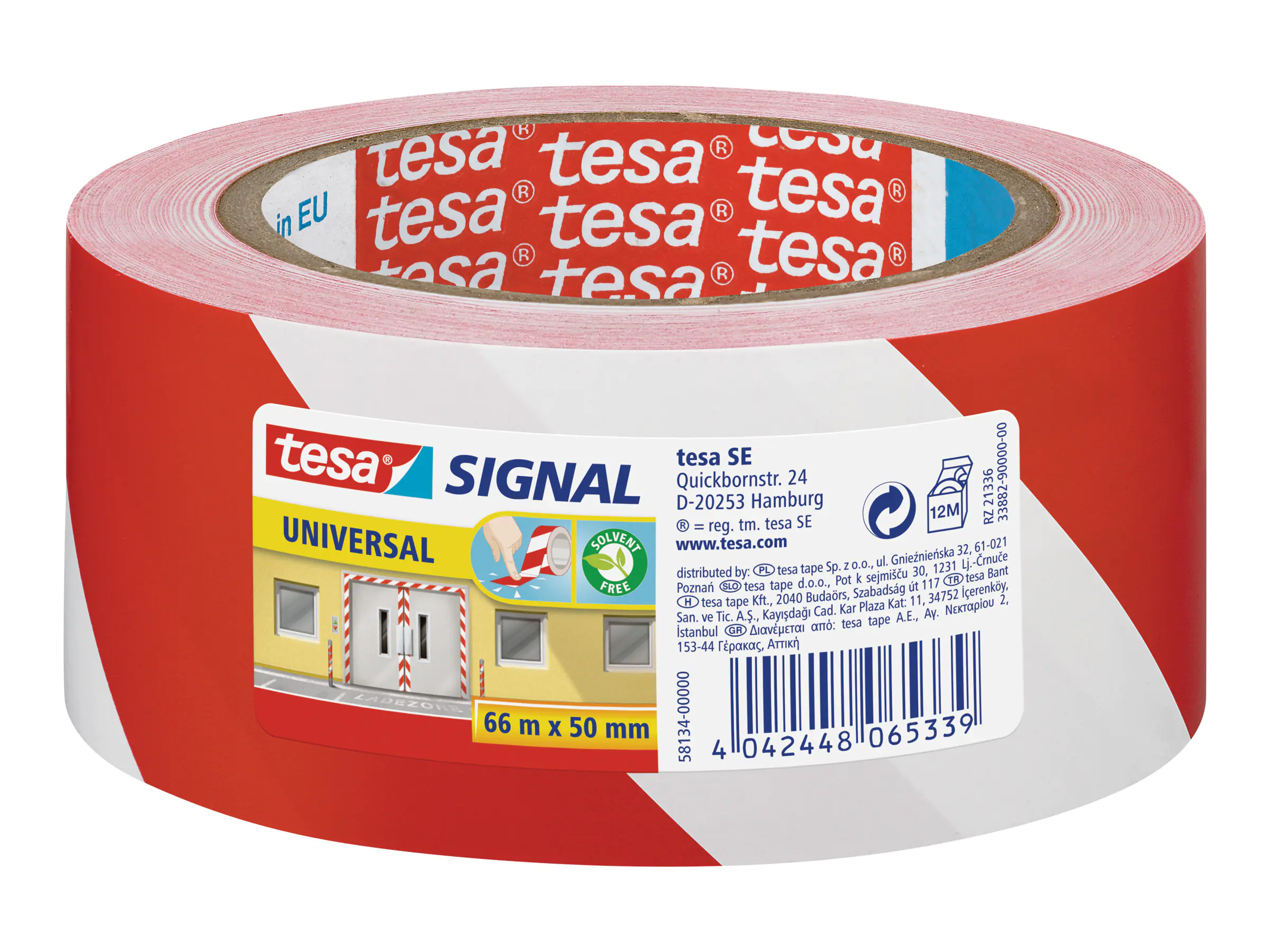 tesa Signalklebeband 58134-00000 50mmx66m bedruckt rot weiß