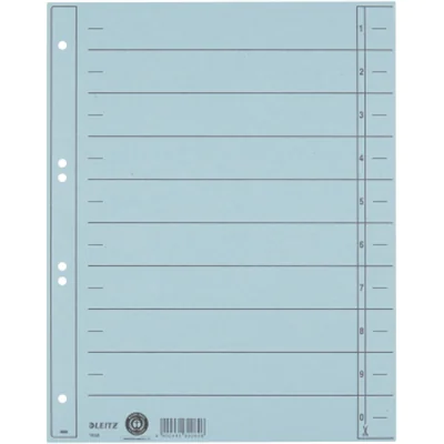 Leitz Trennblatt DIN A4, Überbreite Manilakarton, recycelt hellblau schwarz 100 St./Pack.