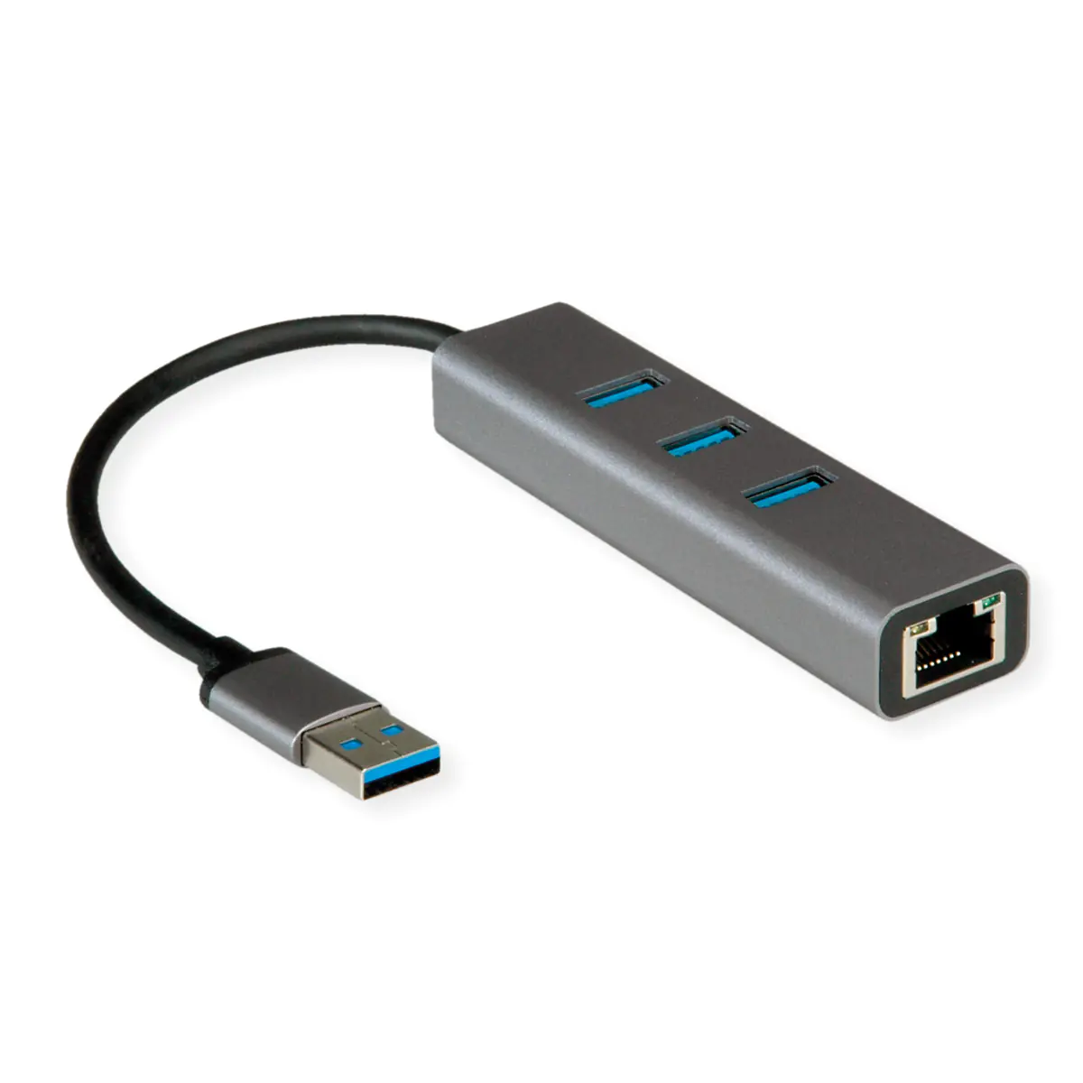 ROLINE USB3.2 Gen1 Gigabit Eth. Adapt.+Hub 3x - Digital/Daten