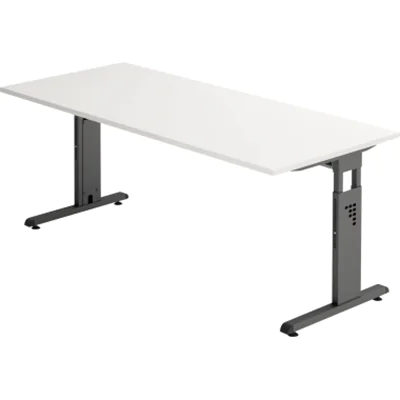 Hammerbacher Schreibtisch VOS19/W/G C-Fuß 180x80cm weiß/graphit