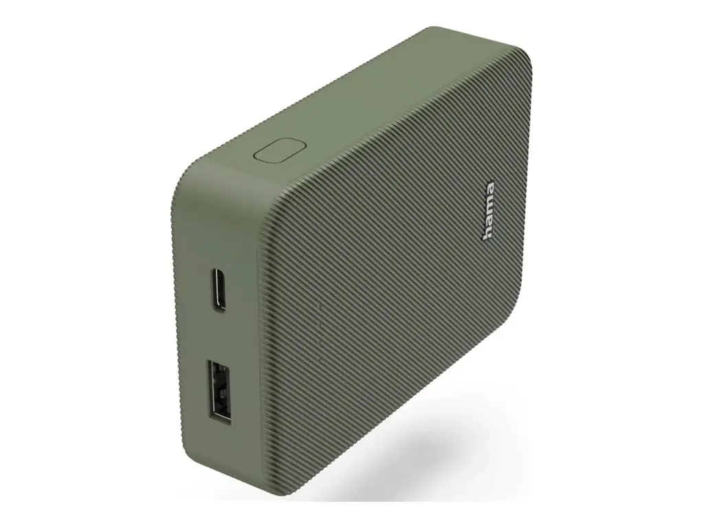 Hama Colour 10 - Powerbank - 10000 mAh - 37 Wh - 3 A - Fast Charge - 2 Ausgabeanschlussstellen (USB, 24 pin USB-C) - auf Kabel: USB-C - grün