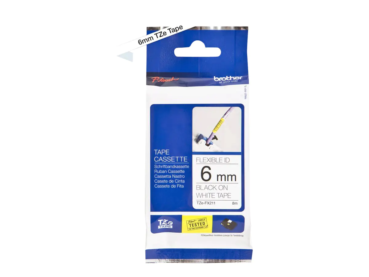 Brother TZe-FX211 - Schwarz auf Weiß - Rolle (0,6 cm x 8 m) 1 Kassette(n) Flexitape - für Brother PT-D210, D600, H110, H200; P-Touch PT-1005, E550, P900; P-Touch Cube Plus PT-P710 Brother TZe-FX211 - Schwarz auf Weiß - Rolle (0,6 cm x 8 m) 1 Kassette(n) Flexitape - für Brother PT-D210, D600, H110, H200; P-Touch PT-1005, E550, P900; P-Touch Cube Plus PT-P710