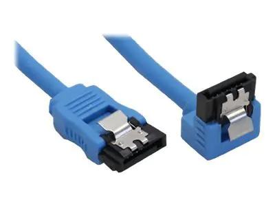 InLine - SATA-Kabel - Serial ATA 150/300/600 - SATA zu SATA - 30 cm - 90° Stecker, rund - Blau