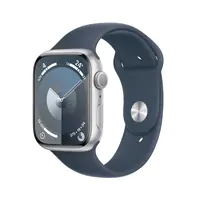 Apple Watch Series 9 (GPS) - 45 mm - Aluminium, Silber - intelligente Uhr mit Sportband - Flouroelastomer - Storm Blue - Bandgröße: M/L - 64 GB - Wi-Fi, Bluetooth, UWB - 38.7 g