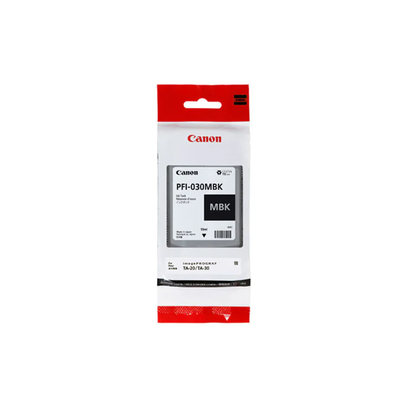 Canon PFI-030MBK - 55 ml - mattschwarz - Original - Tintenbehälter - für imagePROGRAF TA-20, TA-20 MFP L24ei, TA-30, TA-30 MFP L36ei Canon PFI-030MBK - 55 ml - mattschwarz - Original - Tintenbehälter - für imagePROGRAF TA-20, TA-20 MFP L24ei, TA-30, TA-30 MFP L36ei