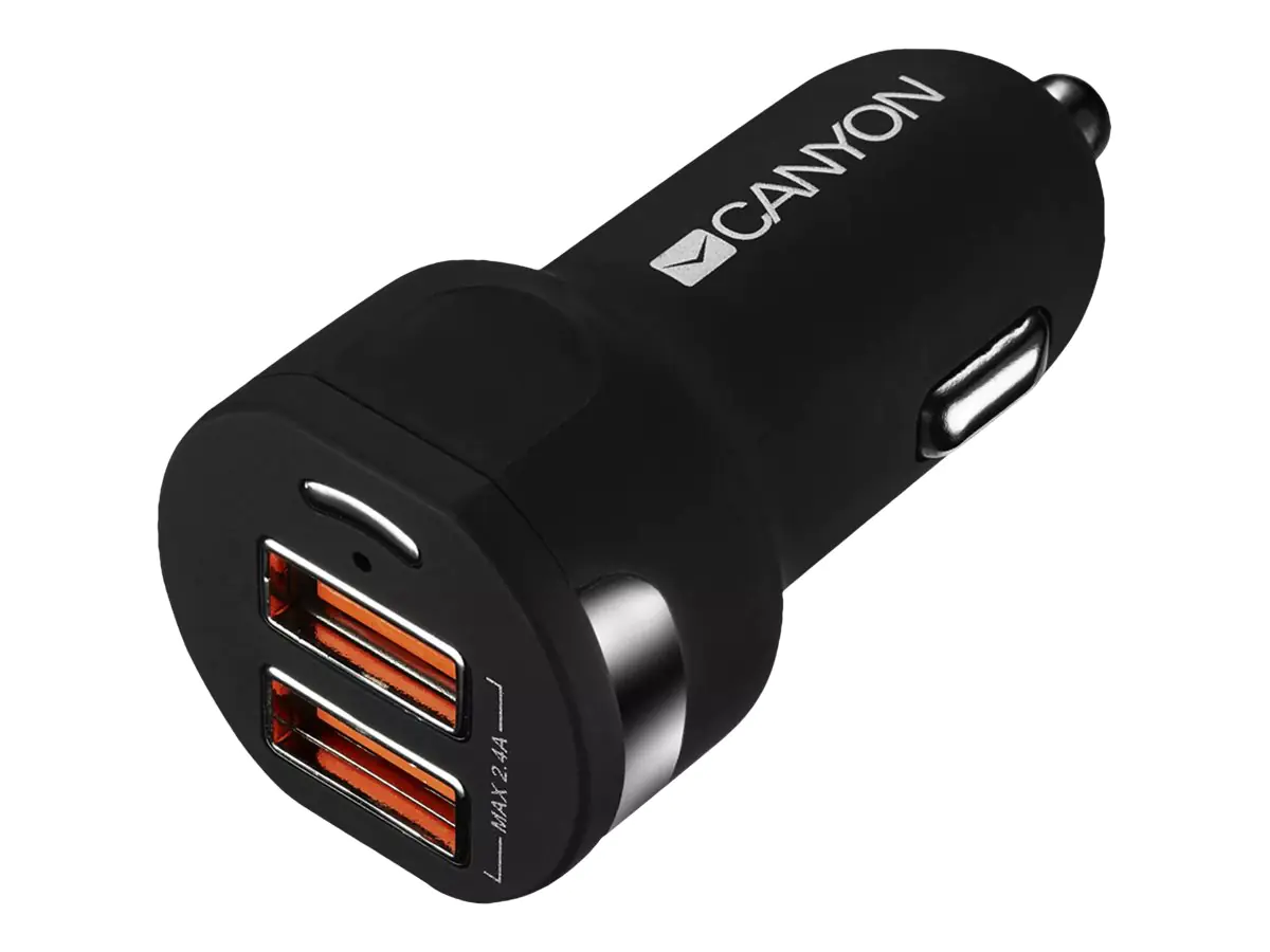 Canyon C-04 - Auto-Netzteil - 2.4 A - 2 Ausgabeanschlussstellen (USB) - Schwarz