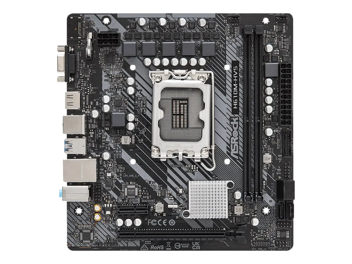 ASRock H610M-HVS - Motherboard - micro ATX - LGA1700-Sockel - H610 Chipsatz - USB 3.2 Gen 1 - Gigabit LAN - Onboard-Grafik (CPU erforderlich) - HD Audio (8-Kanal)