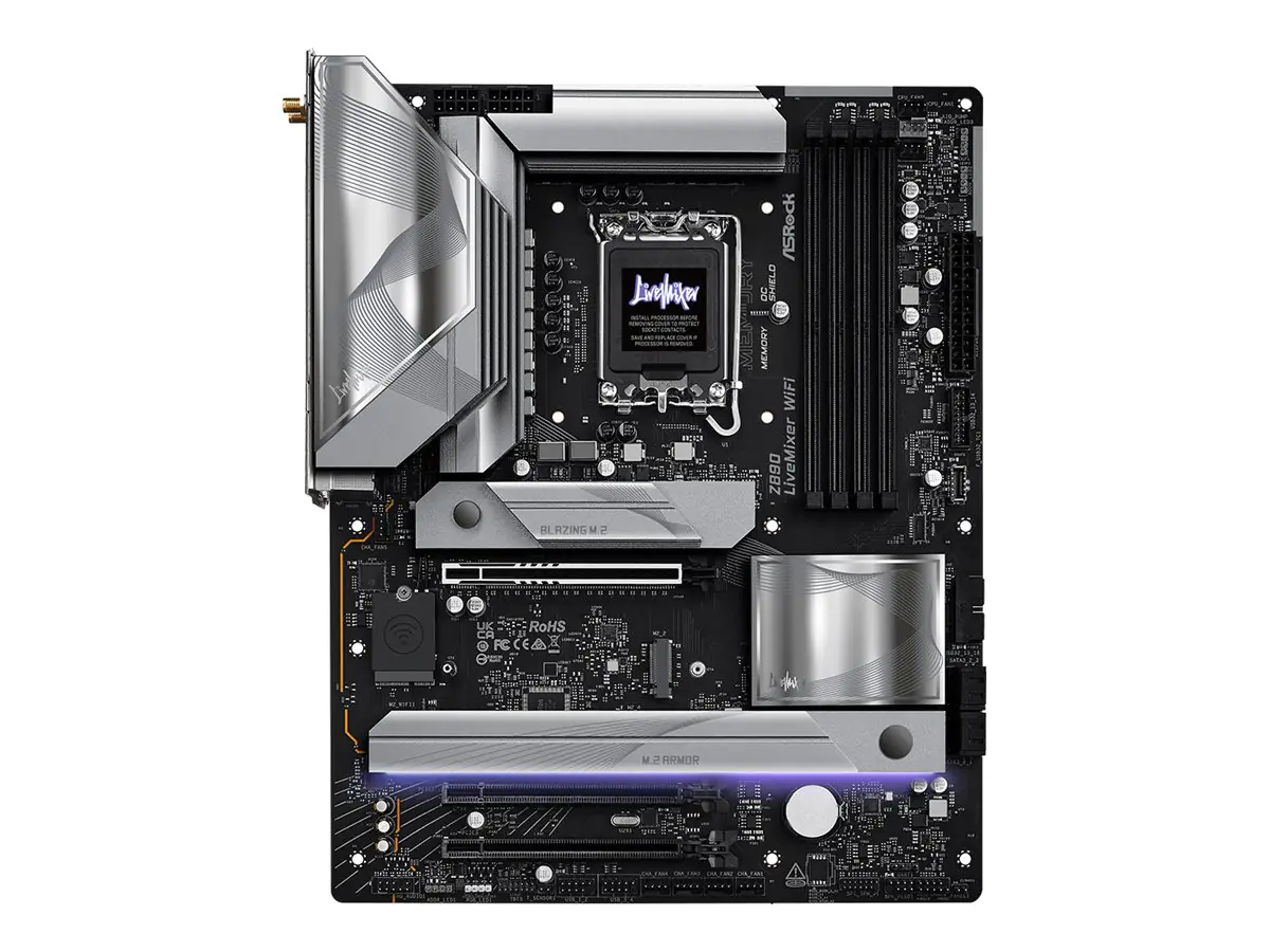 ASRock Z890 LiveMixer WiFi - Motherboard - ATX - LGA1851-Sockel - Z890 Chipsatz - USB4, USB 3.2 Gen 2x2, USB 3.2 Gen 2, USB 3.2 Gen 1 - 2.5 Gigabit LAN, Wi-Fi 7, Bluetooth - Onboard-Grafik (CPU erforderlich) - HD Audio (8-Kanal)