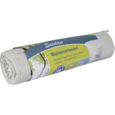 Secolan Müllbeutel 50 x 62 cm (B x H) 25µm 35l Polyethylen, 100 % recycelt weiß 20 St./Pack.