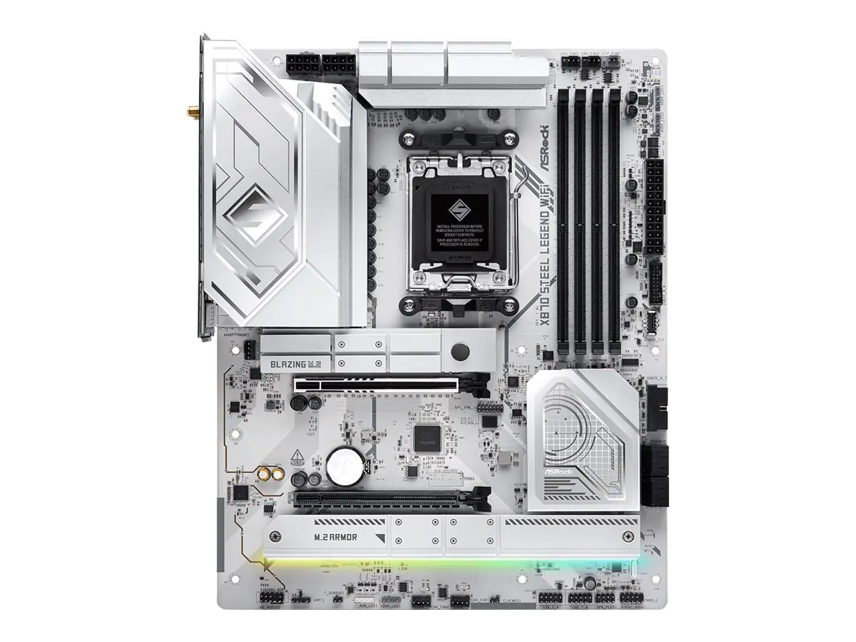 ASRock X870 Steel Legend WiFi - Motherboard - ATX - Socket AM5 - AMD X870 Chipsatz - USB4, USB 3.2 Gen 1, USB 3.2 Gen 2, USB-C 3.2 Gen 2x2 - 2.5 Gigabit LAN, Wi-Fi 7, Bluetooth - Onboard-Grafik (CPU erforderlich) - HD Audio (8-Kanal)