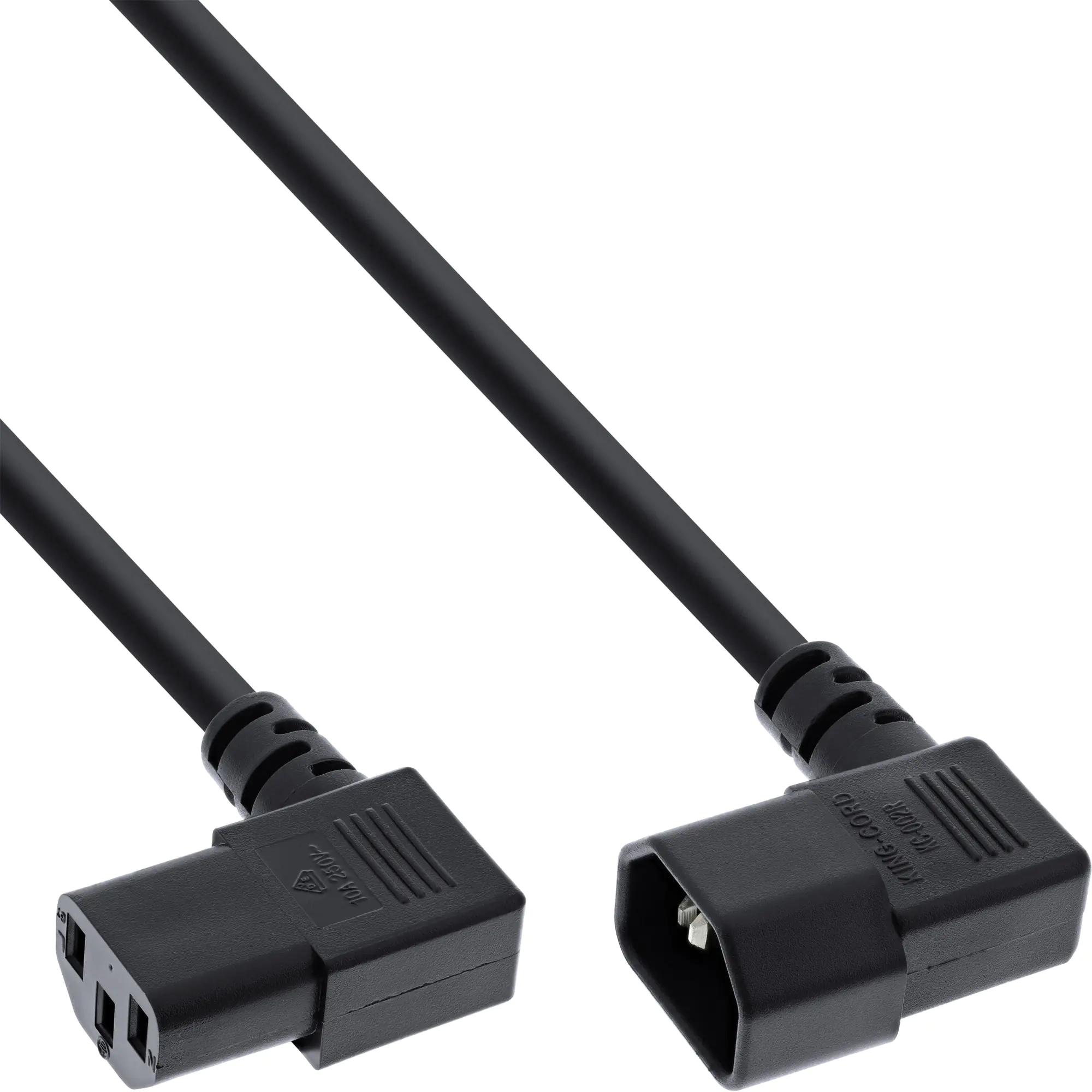 InLine - Stromkabel - power IEC 60320 C13 gewinkelt zu IEC 60320 C14 gewinkelt - 5 m - Schwarz