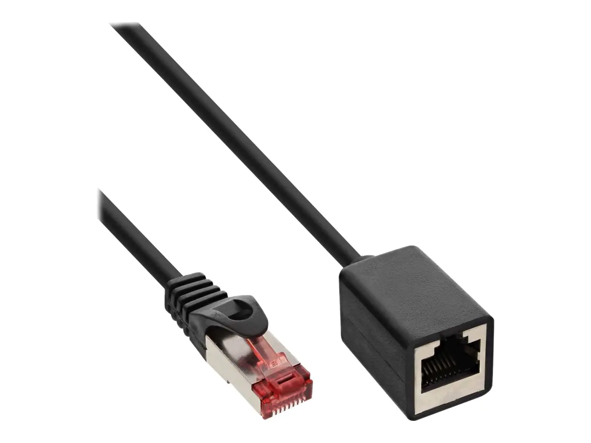 InLine - Patch-Verlängerungskabel - RJ-45 (M) bis RJ-45 (W) - 10 m - SFTP, PiMF - CAT 6 - halogenfrei, geformt - Schwarz