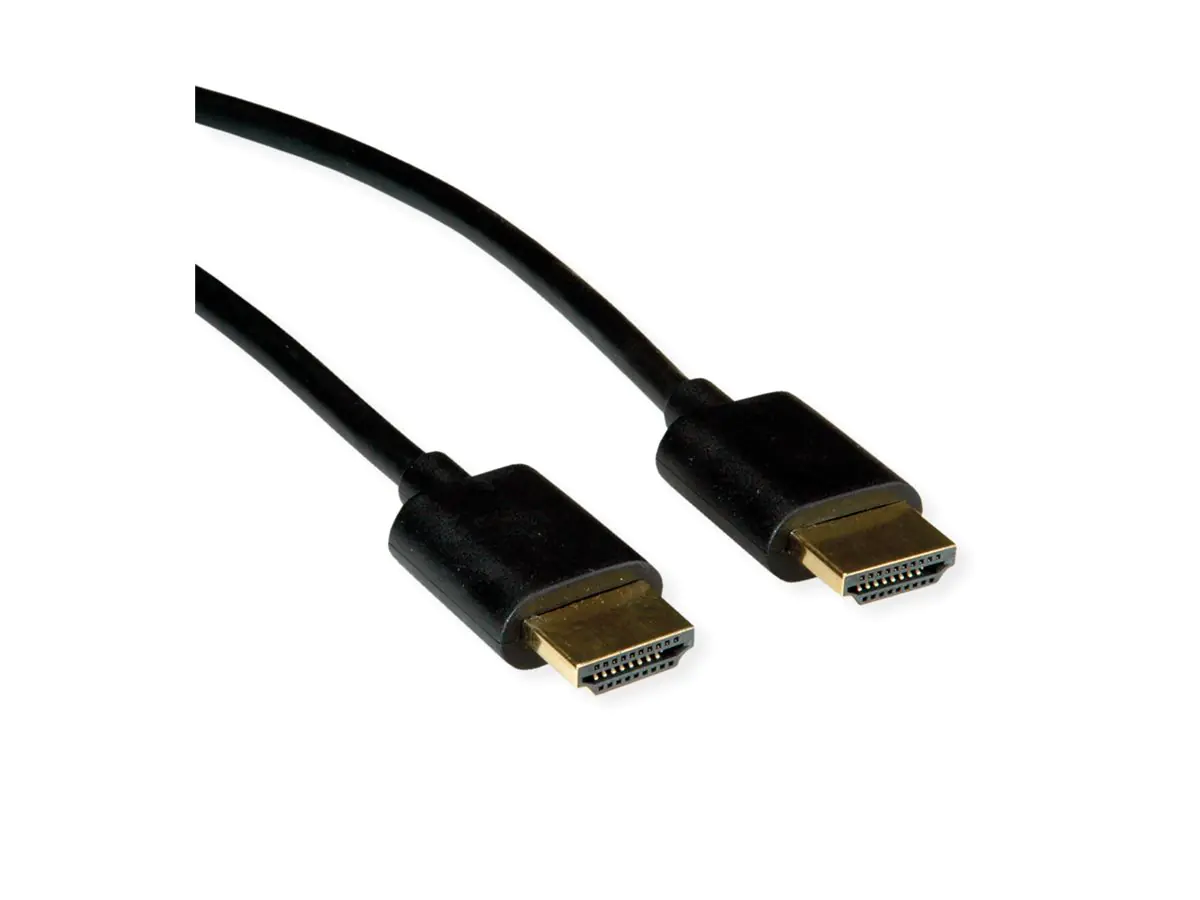 ROLINE HDMI High Speed Kabel mit Ethernet Slim ST-ST schwarz 1 m 11.04 - Kabel - Digital/Display/