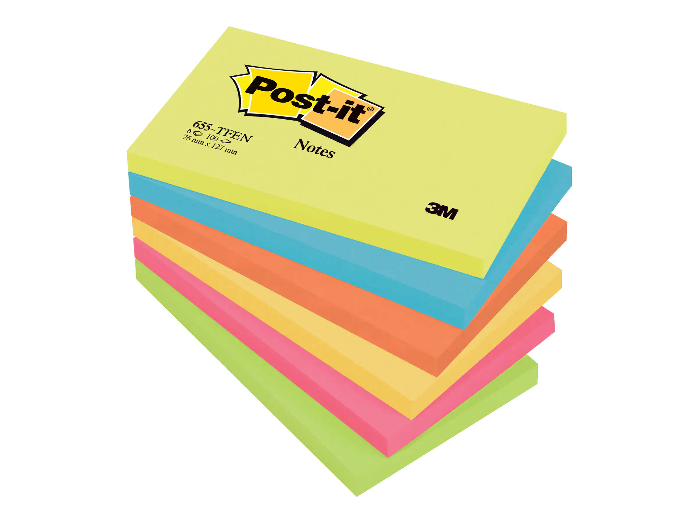 3M Post-it 655-TFEN - Notizen - 127 x 76 mm - 600 Blatt (6 x 100) 655TFEN