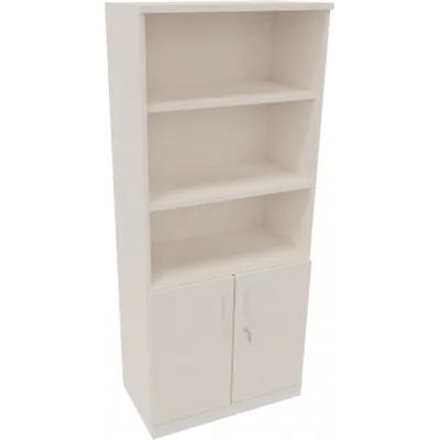 Kombischrank 2OH Tür 3OH Regal B800xT442xH1869mm ws/Weiß