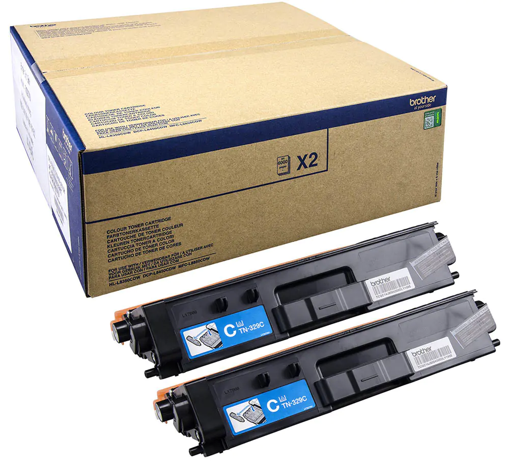 Brother TN329C - 2er-Pack - Cyan - Original - Tonerpatrone - für Brother DCP-L8450CDW, HL-L8350CDW, HL-L8350CDWT, MFC-L8850CDW