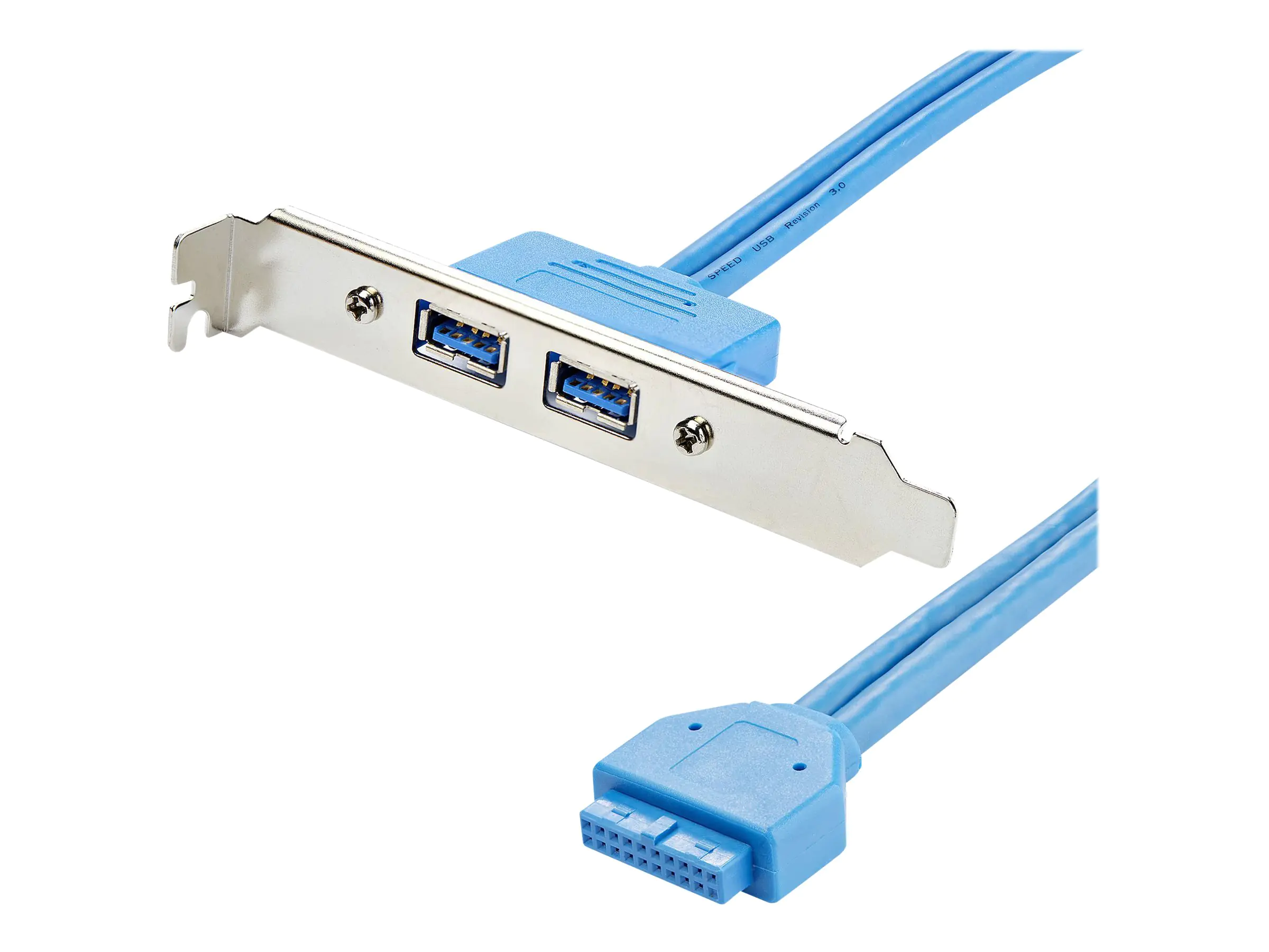 StarTech 2 Port USB 3.0 A Buchse Slotblech - USB 3 Pin Header Slotblech Konsole - USB-Konsole - USB Typ A (W) zu 20 PIN IDC (W) - 50 cm - Blau - für P/N: PEXUSB312A1C1H, PEXUSB312A2C2V, PEXUSB312EIC