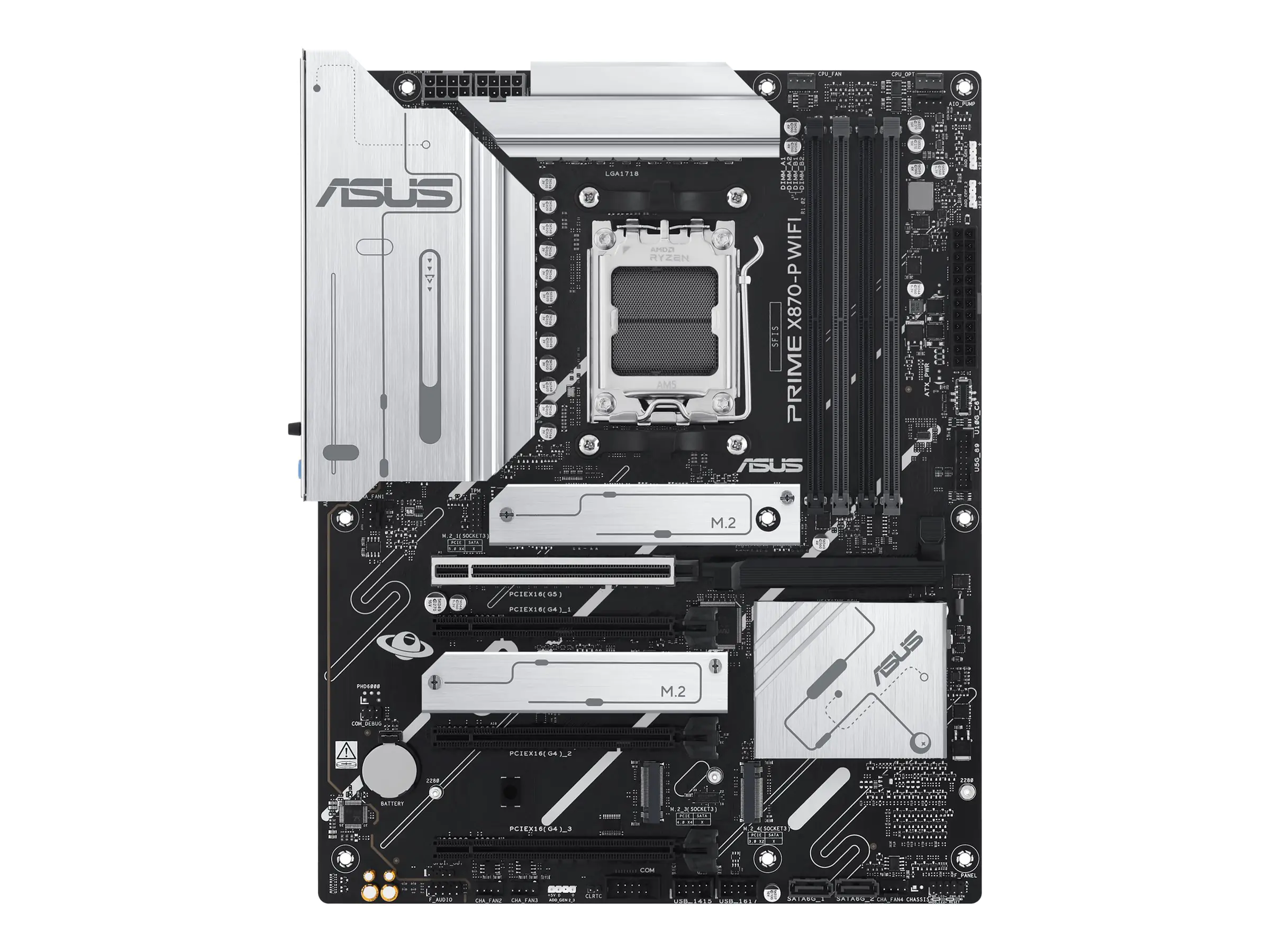 ASUS PRIME X870-P WIFI - Motherboard - ATX - Socket AM5 - AMD X870 Chipsatz - USB4, USB 3.2 Gen 2, USB-C 3.2 Gen2, USB 3.2 Gen 1 - Wi-Fi 7, Bluetooth, 2.5 Gigabit LAN - Onboard-Grafik (CPU erforderlich) - HD Audio (8-Kanal)