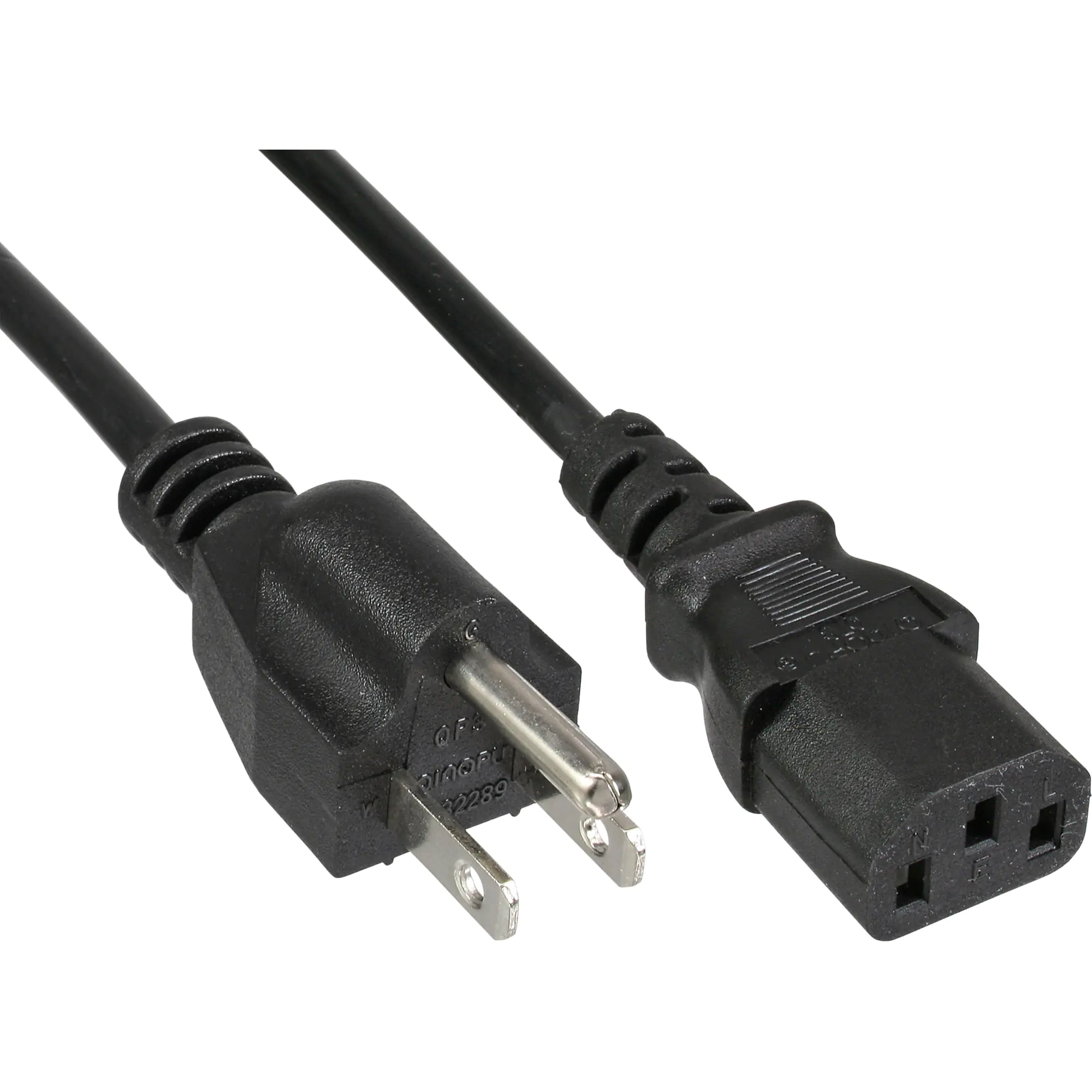 InLine - Stromkabel - NEMA 1-15 (S) bis IEC 60320 C13 - 125 V - 10 A - 50 cm - Schwarz - Kanada, Vereinigte Staaten