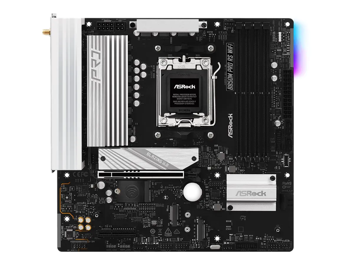 ASRock B850M Pro RS WiFi AM5 mATX HDMI/DP DDR5 - AMD Sockel AM5 (Ryzen Zen4) - Micro/Mini/Flex-ATX