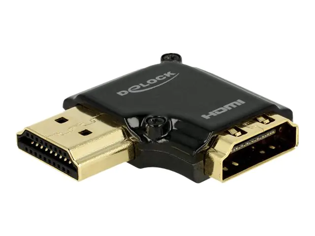 Delock - HDMI-Adapter - HDMI (W) bis HDMI (M) - Schwarz - links-gewinkelter Stecker, 4K Unterstützung