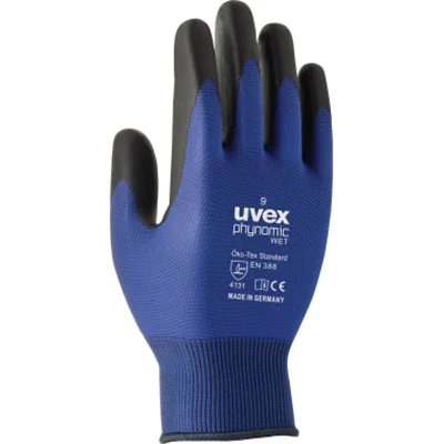 uvex Arbeitshandschuh phynomic wet 8 70 % Polyamid, 30 % Elasthan blau/anthrazit