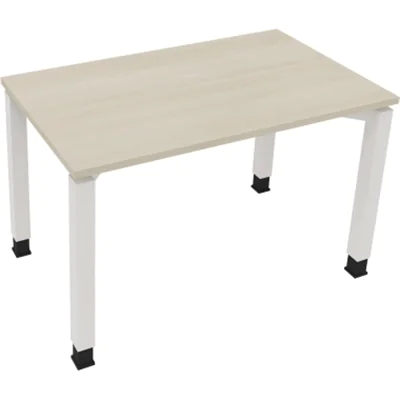 Schreibtisch Vierfuß Quadratrohr B1200xT700xH680-820 ws/Akazie hell Schreibtisch Vierfuß Quadratrohr B1200xT700xH680-820 ws/Akazie hell