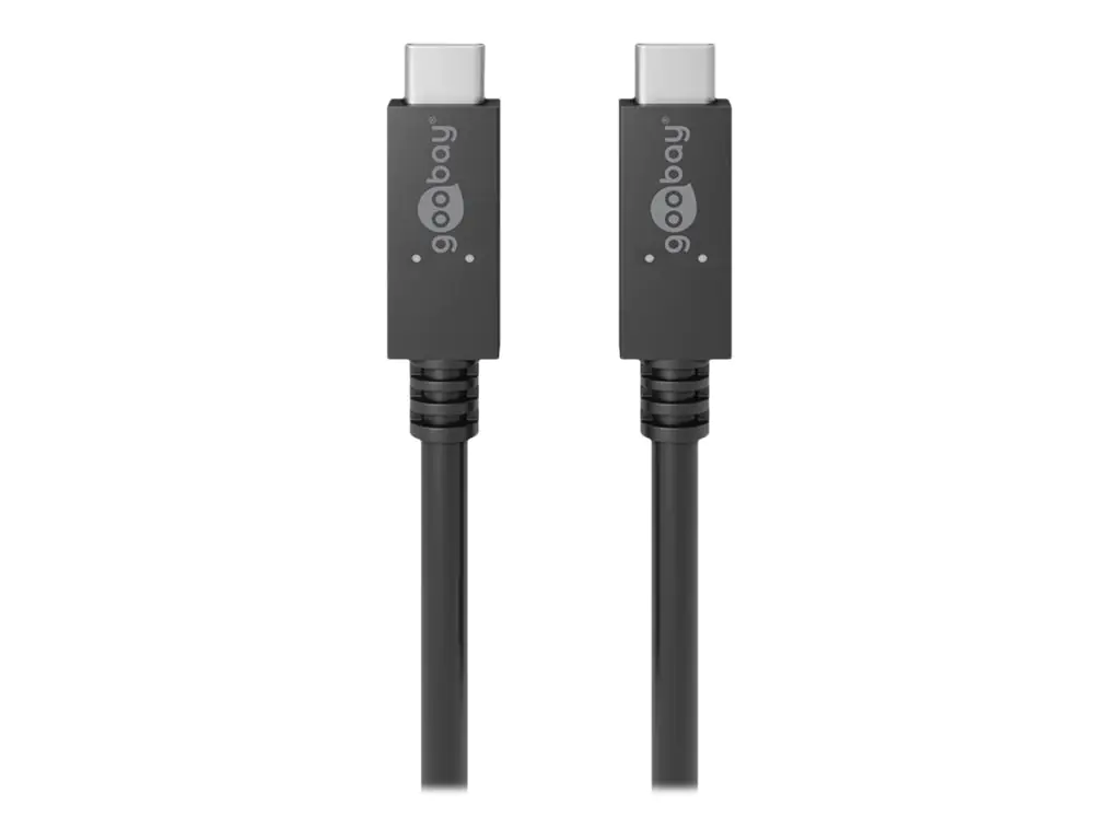 goobay - USB-Kabel - 24 pin USB-C (M) zu 24 pin USB-C (M) - USB 3.2 Gen 1 - 20 V - 5 A - 1 m - USB-Stromversorgung (100 W) - Schwarz