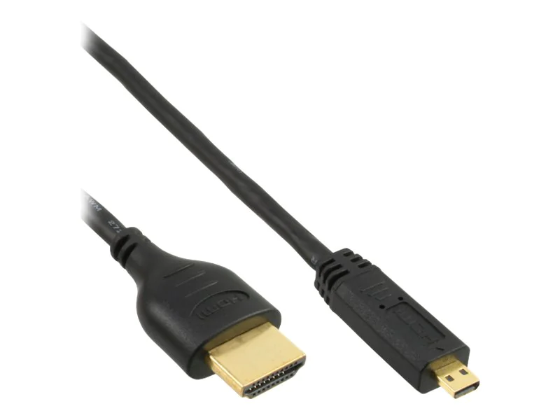 InLine Super Slim High Speed HDMI Cable with Ethernet - HDMI-Kabel mit Ethernet - 19 pin micro HDMI Type D männlich zu HDMI männlich - 1.8 m - Dreifachisolierung - Schwarz - 4K Unterstützung InLine Super Slim High Speed HDMI Cable with Ethernet - HDMI-Kabel mit Ethernet - 19 pin micro HDMI Type D männlich zu HDMI männlich - 1.8 m - Dreifachisolierung - Schwarz - 4K Unterstützung
